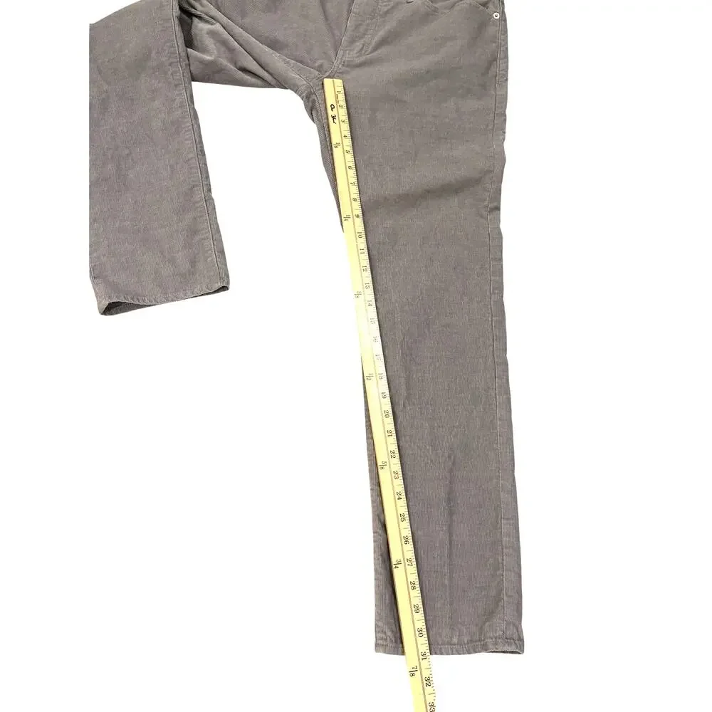 J Crew Corduroy Pants Mens Size 34x32 Gray Slim Fit Straight Leg Stretch Casual